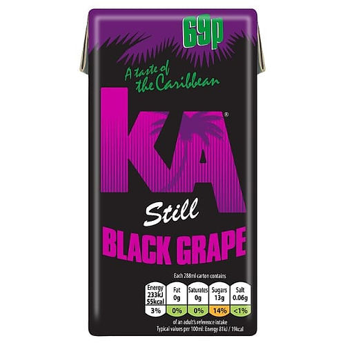 Ka Still Black Grape - 27 x 288ml Cartons