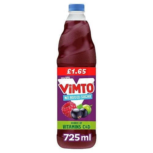 Vimto Real Fruit Squash No Added Sugar - 12 x 725ml
