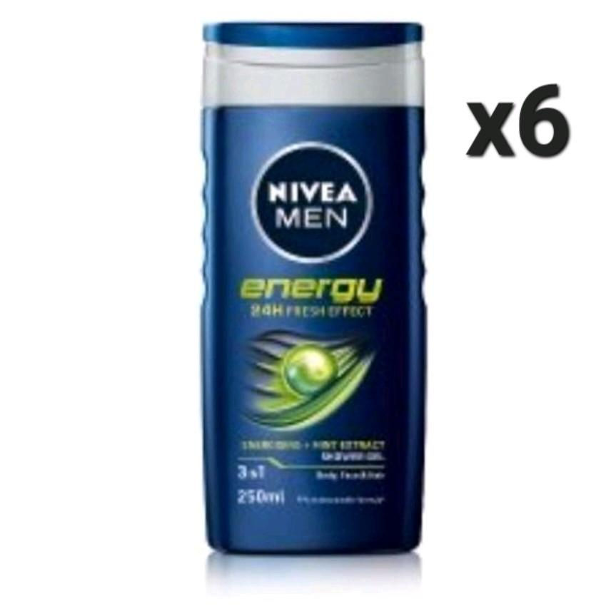 Nivea Energy Mens Shower Gel - 6 x 250ml