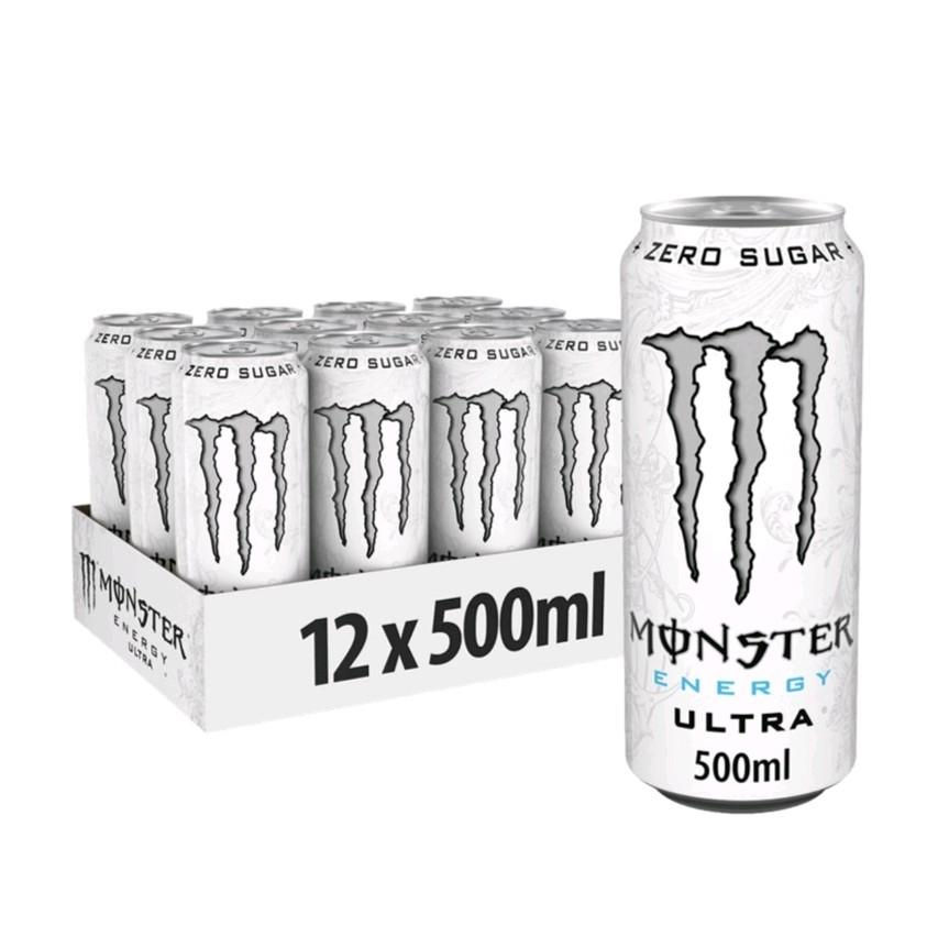 12x 500ml Monster Energy Ultra Zero White cans