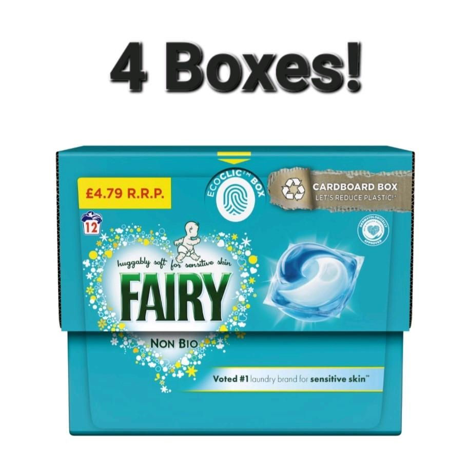 Four boxes of Fairy washing capsules