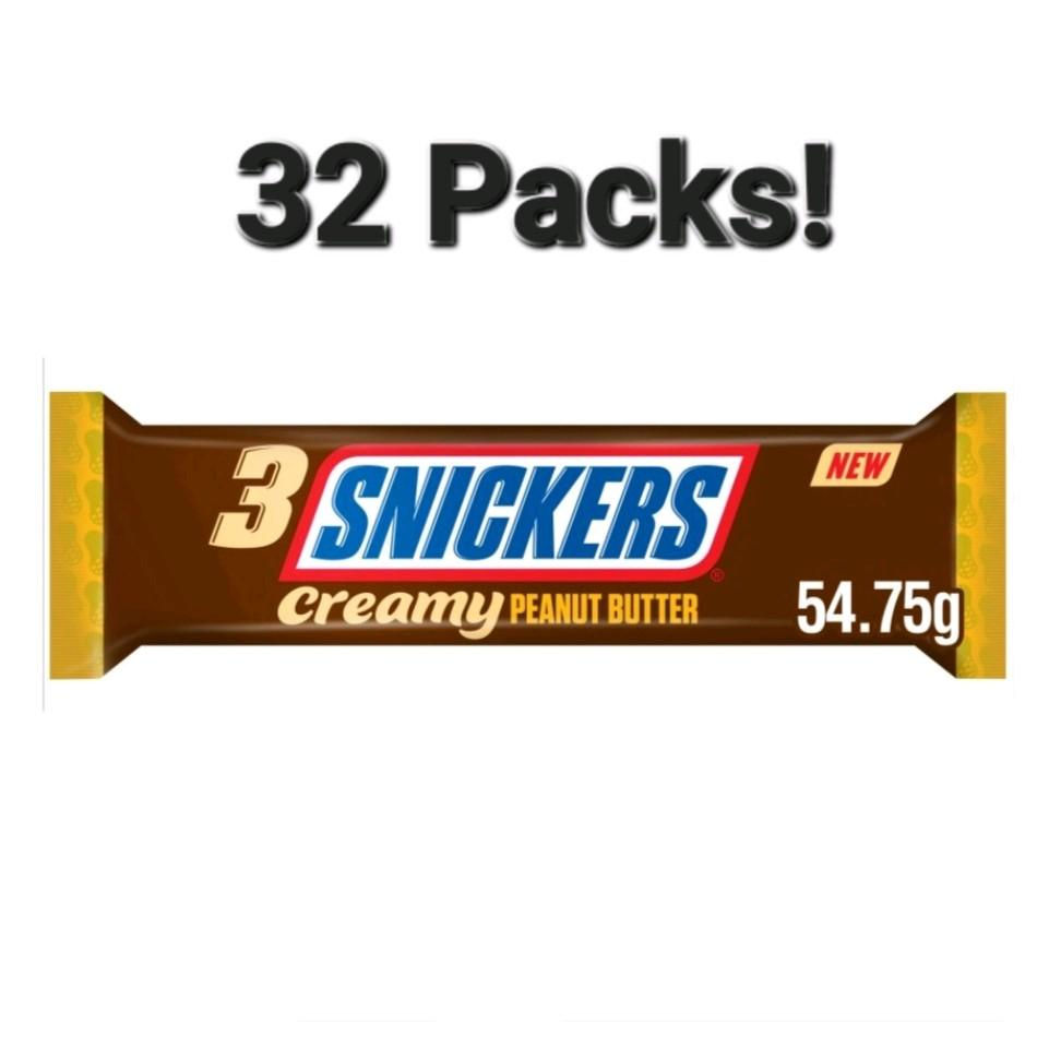 32 packs Snickers Creamy Peanut Butter bars, 54.75g each