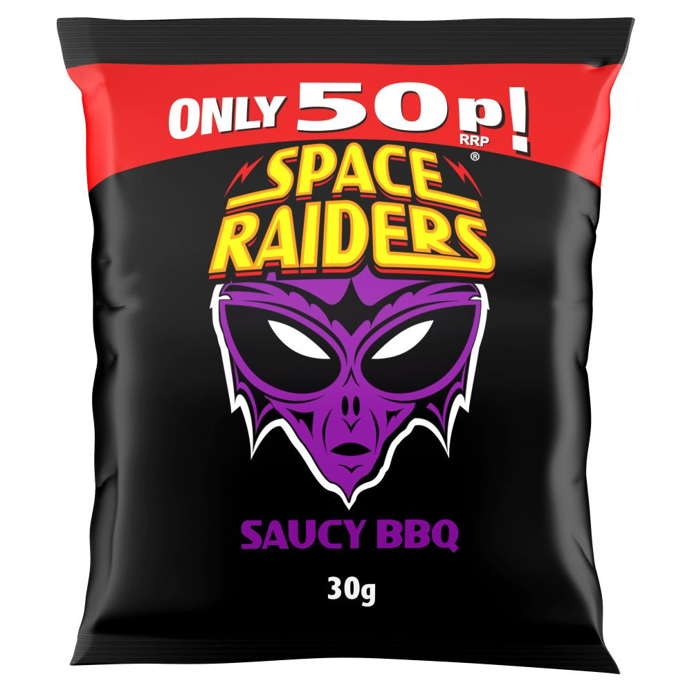 Space Raiders Saucy BBQ Crisps - 36 x 30g Packs