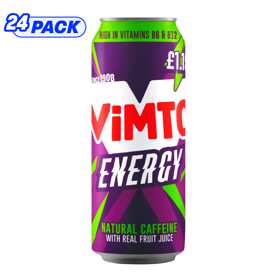 Vimto Energy Natural Caffiene Drink - 24 x 500ml Cans