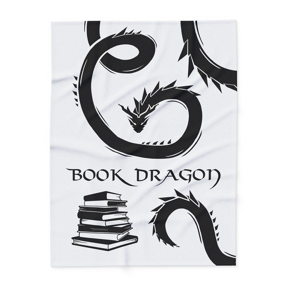 White Book Dragon Blanket - Cozy Gift for Book Lovers, Reading Nook Essential