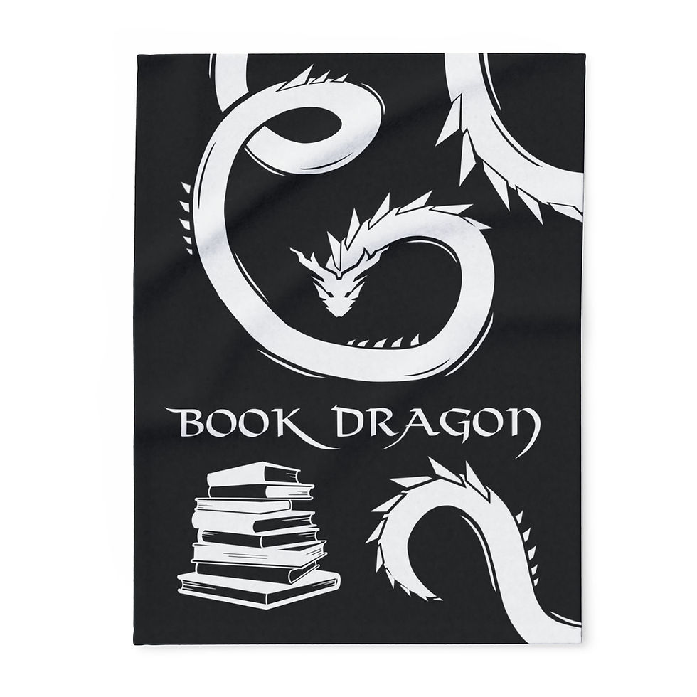 Thumbnail: Black Book Dragon Blanket - Cozy Gift for Book Lovers, Reading Nook Essential