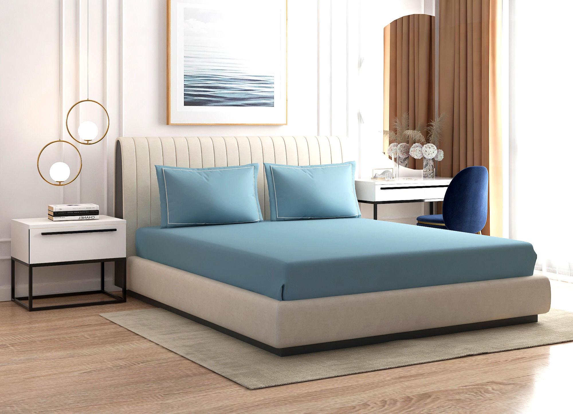 100% Cotton Azure Blue Dreamy Bedding Set