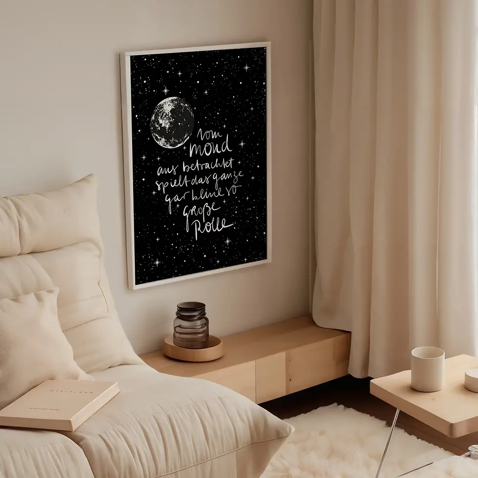 Miniaturbild: Vom Mond aus betrachtet spielt das ganze gar keine so große Rolle, Kunstdruck von Tales by Jen