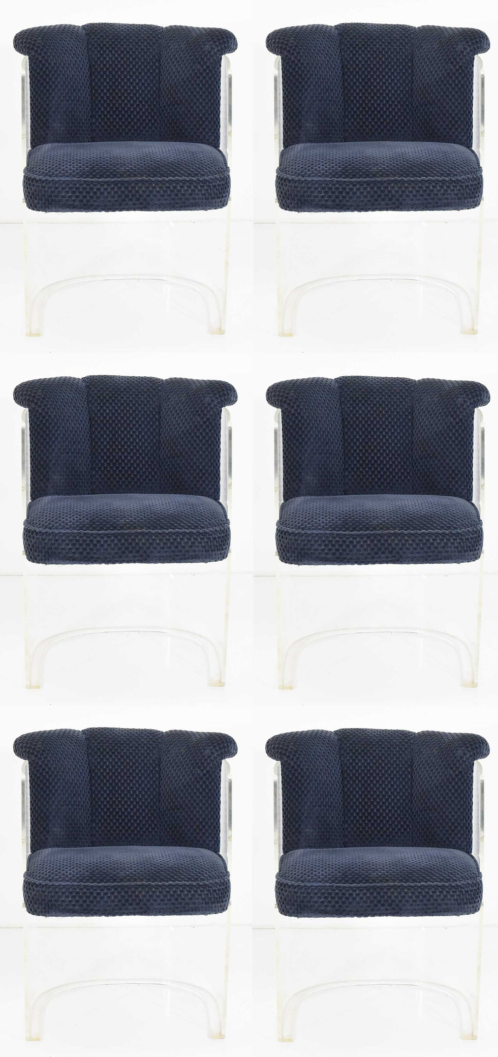 Six Vladimir Kagan Barrel Lucite Dining Chairs