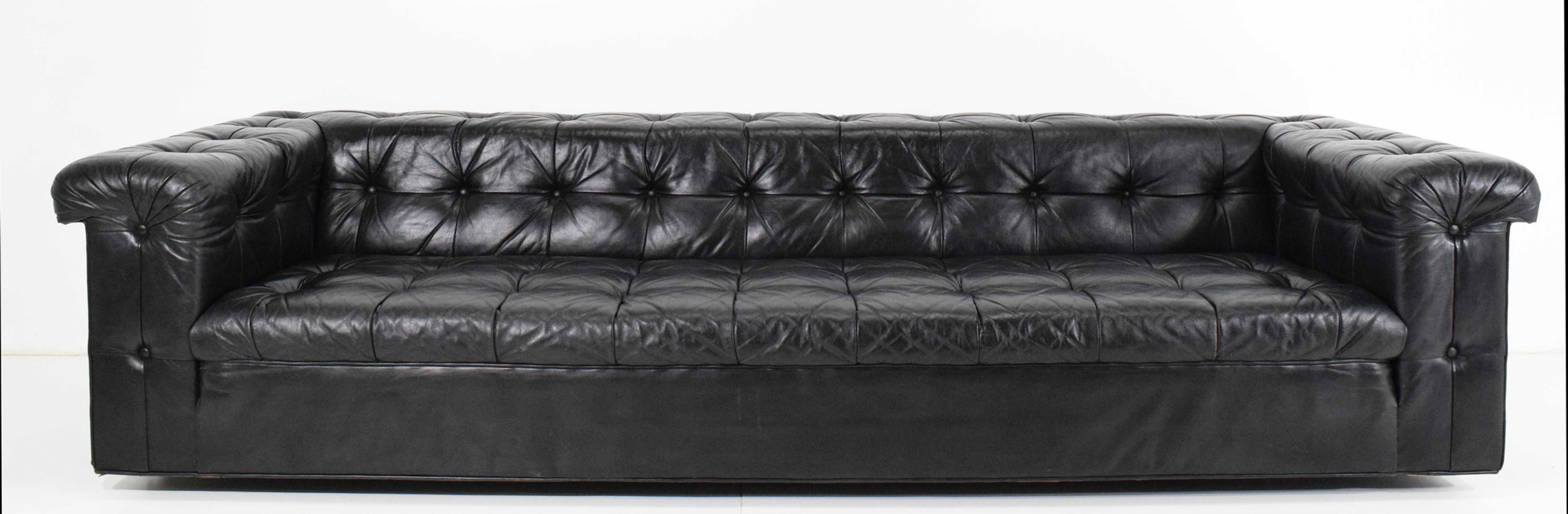 Edward Wormley for Dunbar Party Sofa Model 5407 in Black Leather- Pair Available