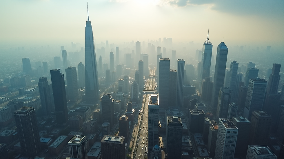 High angle view of a modern city skyline