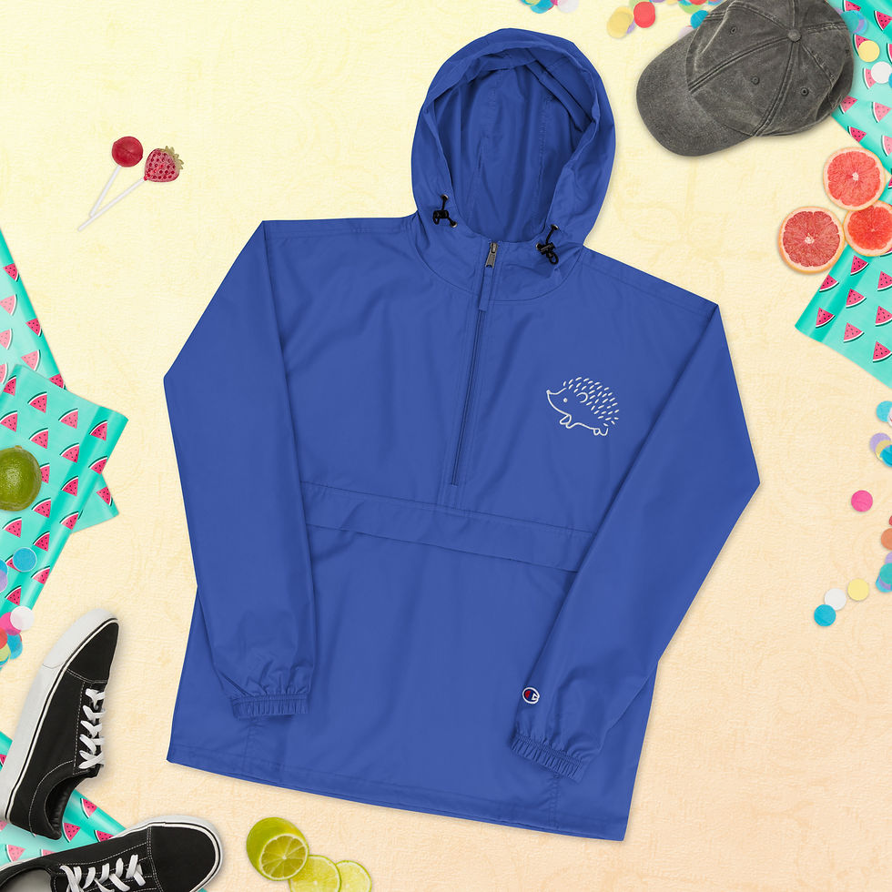 Thumbnail: Hedgehog Embroidered Champion Packable Jacket