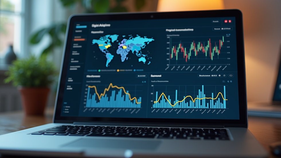 Close-up view of a laptop screen showing digital marketing analytics dashboard