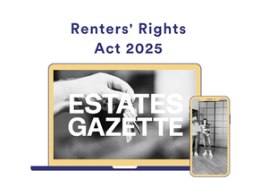 An image showing the blog title, Estates Gazette and renters in a property.