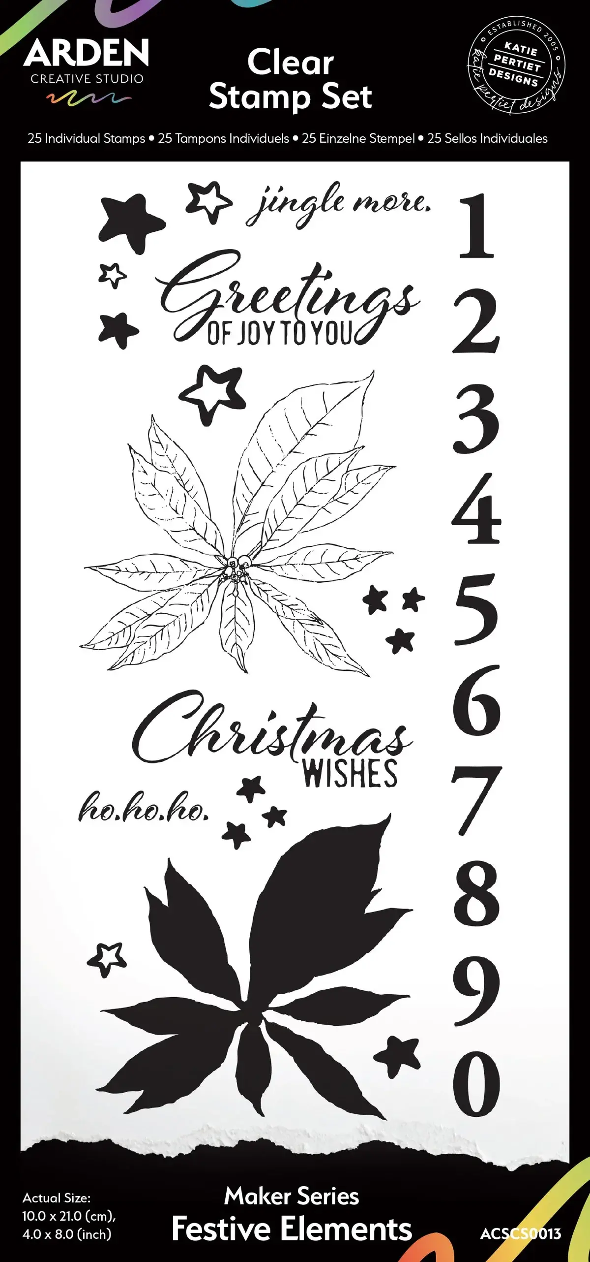 Arden Creative Studio Maker Series Festive Elements 4in x 8in Clear Stamp Set