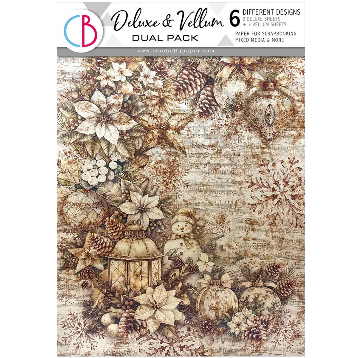 Ciao Bella Deluxe Paper Pearl Copper & Vellum Dual Pack A4 MIXED 6/Pkg Winter Se