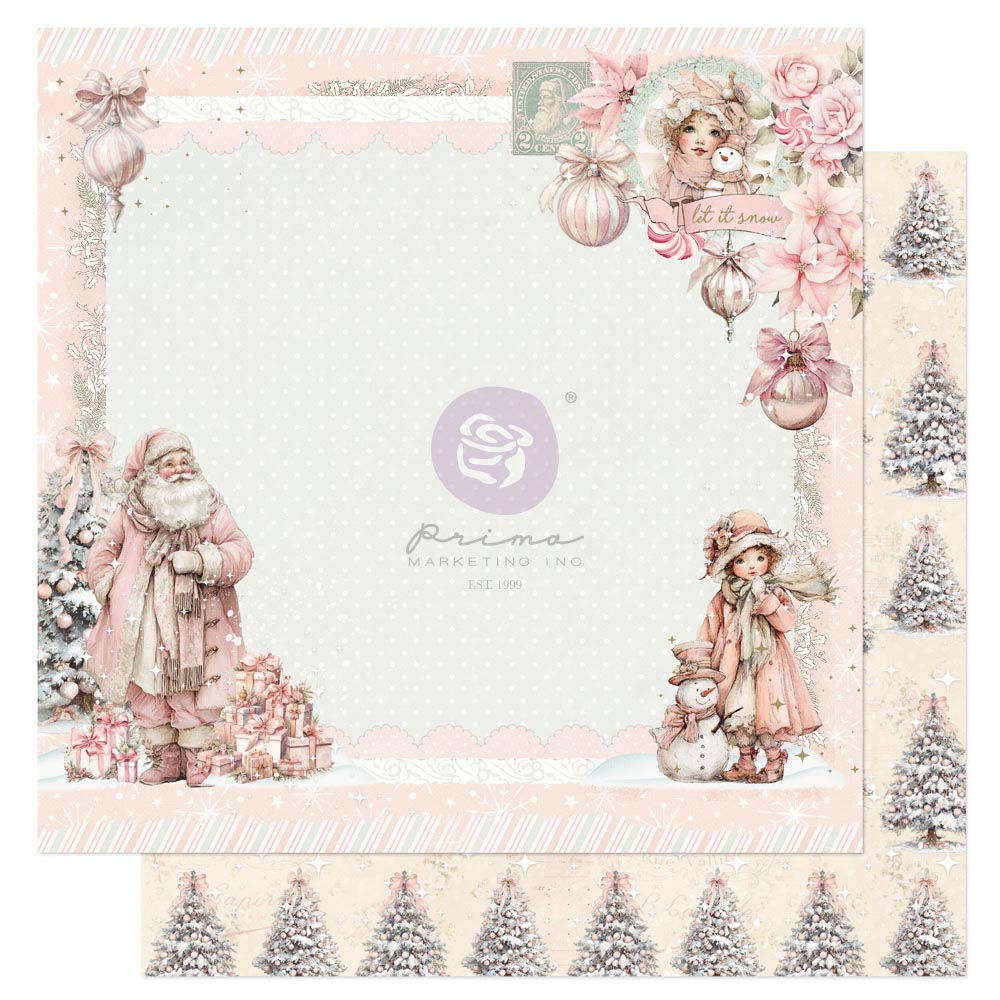Christmas Blush Collection 12×12 Sheet – Snowy Memories – 1 sheet 12″x12″ w/ foi