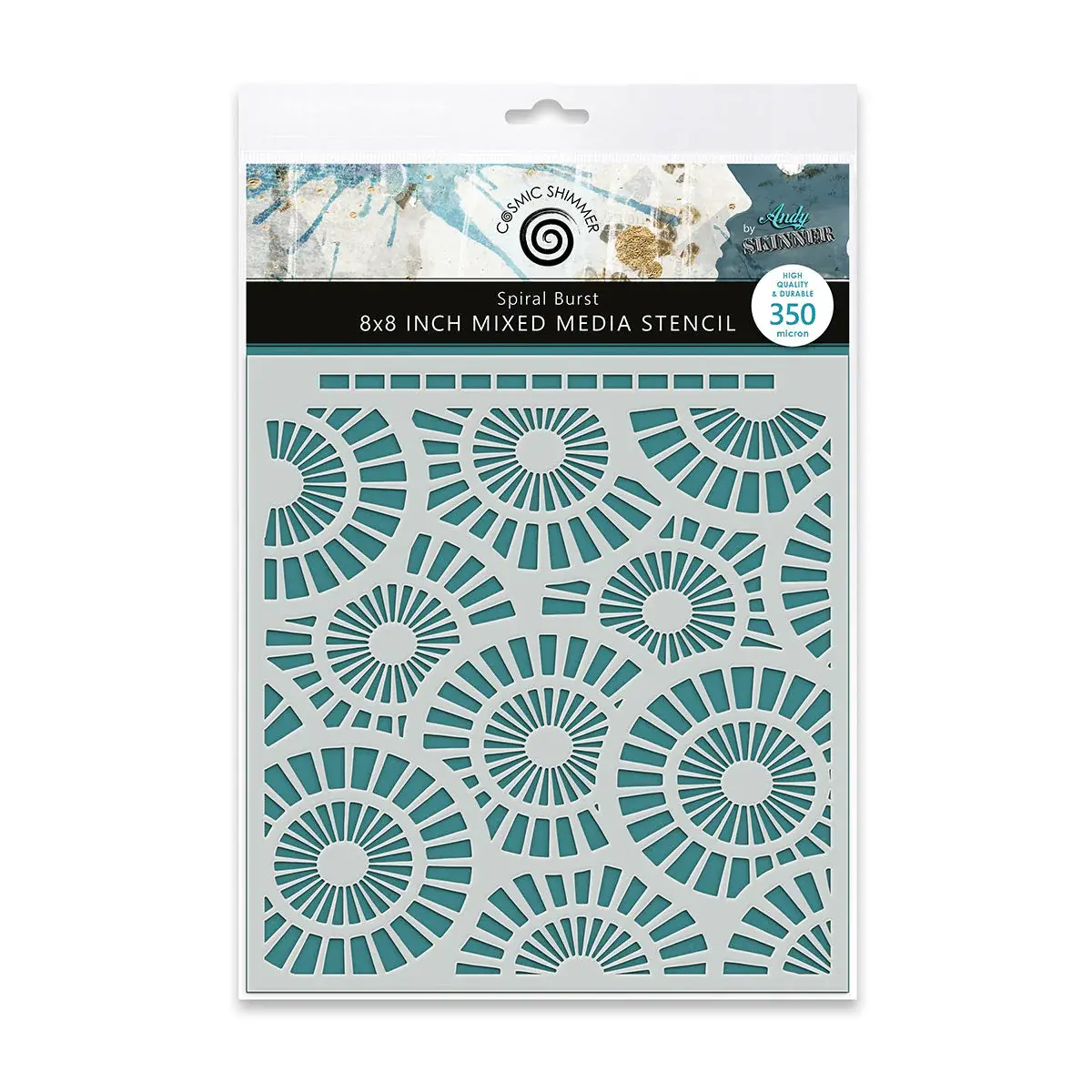 Cosmic Shimmer Spiral Burst 8x8 Mixed Media Stencil by Andy Skinner