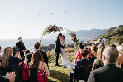 Intimate wedding ceremony in Northern California overlooking the Pacific Ocean