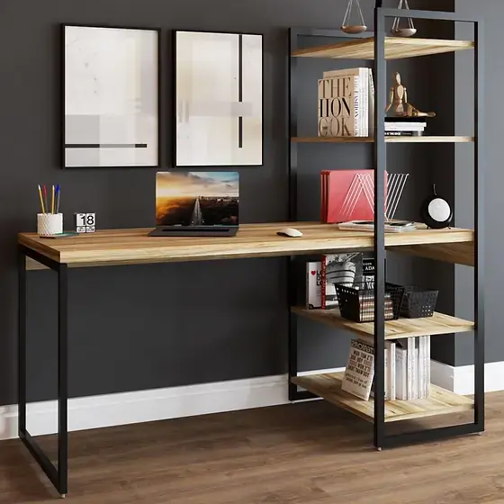 Mesa Escrivaninha Flex Industrial Aço 4 Prateleiras