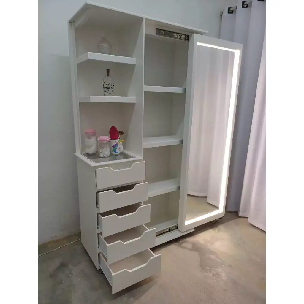 ESPELHO CAMARIM COLÔMBIA COM LED COM RODINHAS