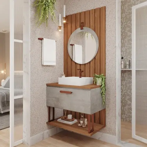 Gabinete Suspenso com Cuba 60cm Mari Espresso Móveis Cappuccino