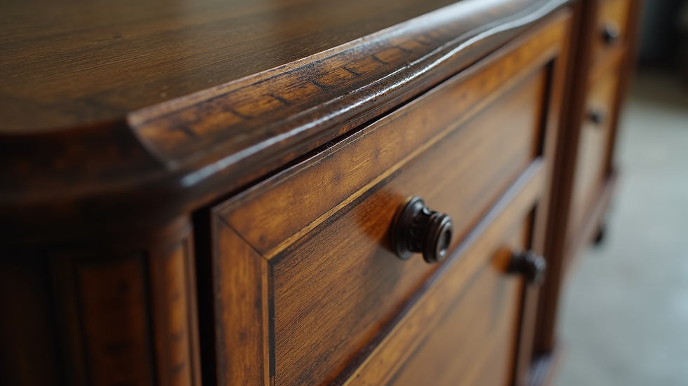 Close-up view of a luxury Italian custom cabinet with intricate detailing