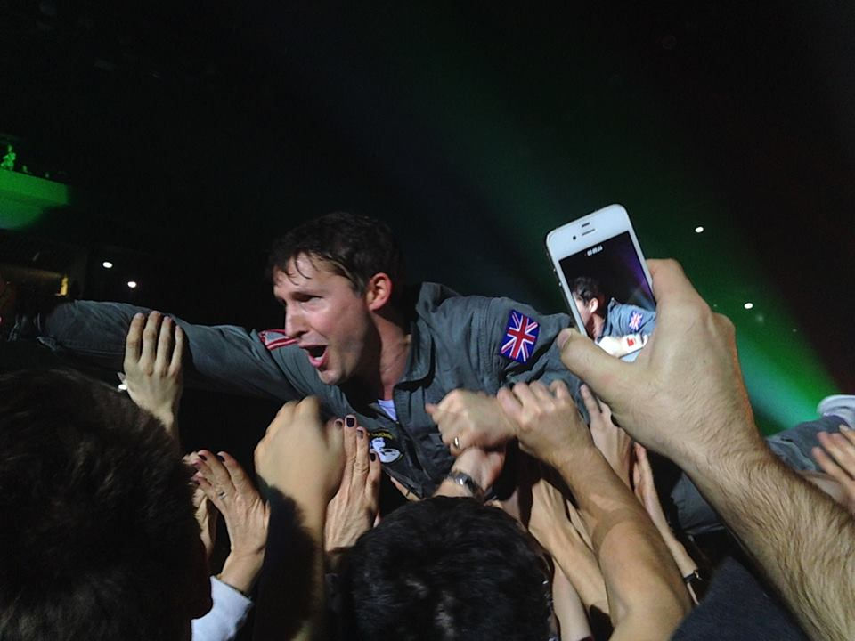 James Blunt crowd-surfing