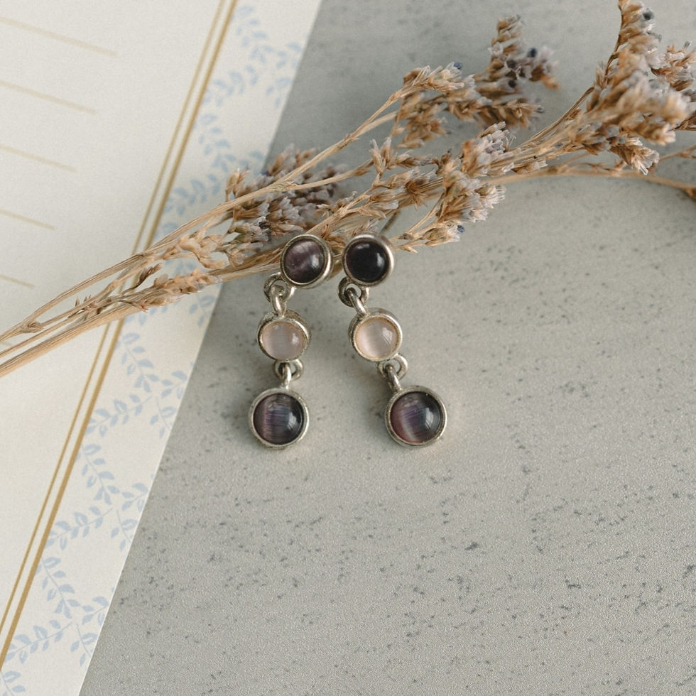 パープル サークル ドロップ ピアス