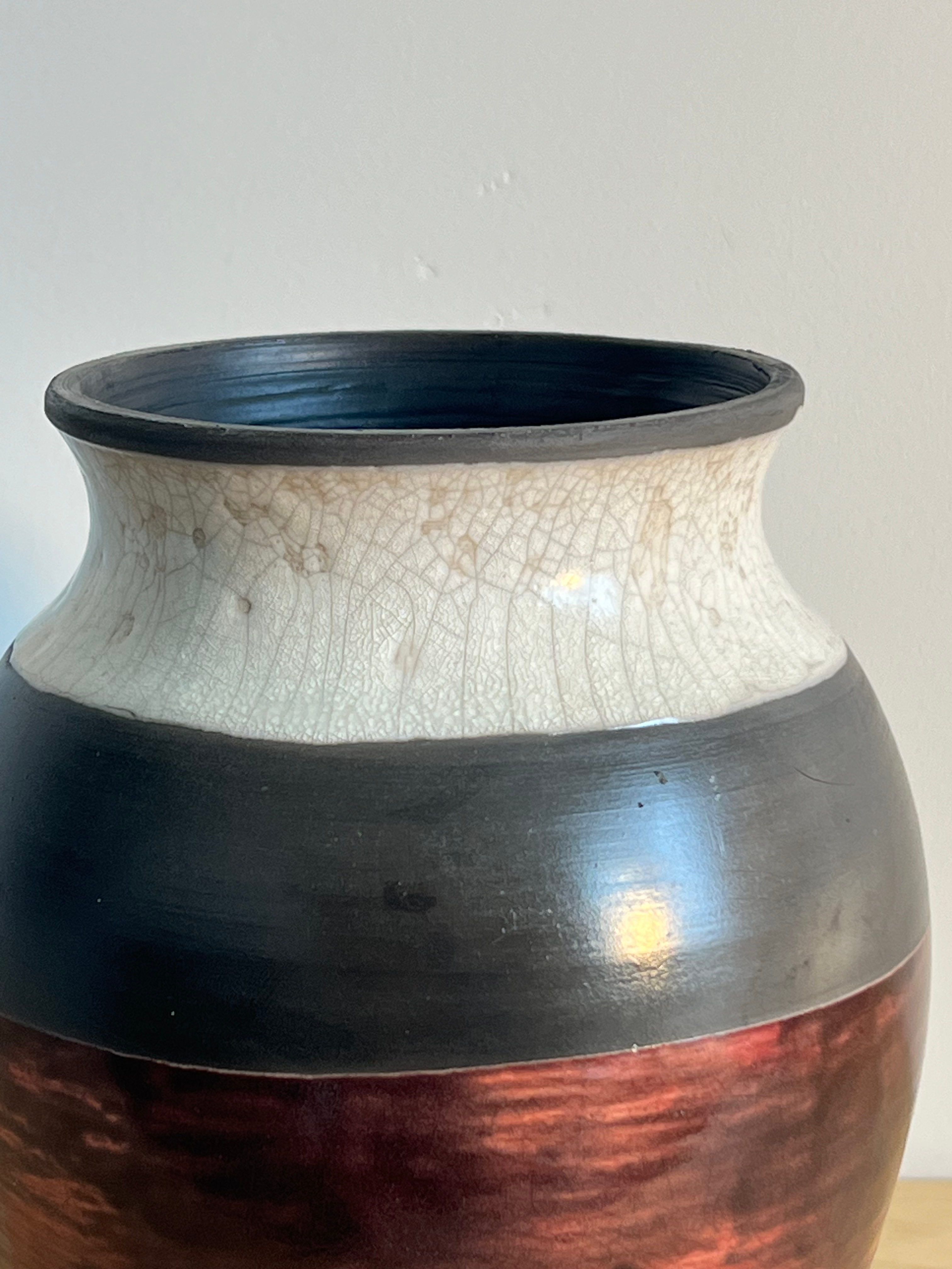 Large Multicolor Raku Vase