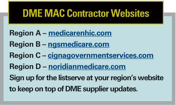 The DME MAC contractors websites.