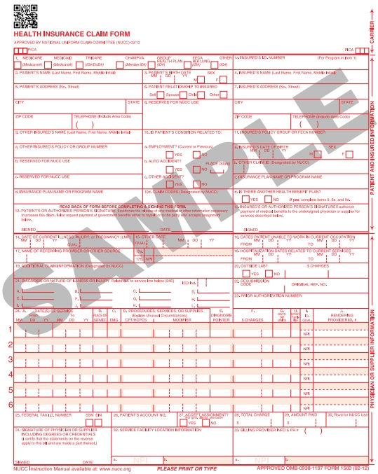  A form for billing for services 