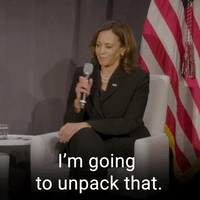 kamala harris speaking during an interview
