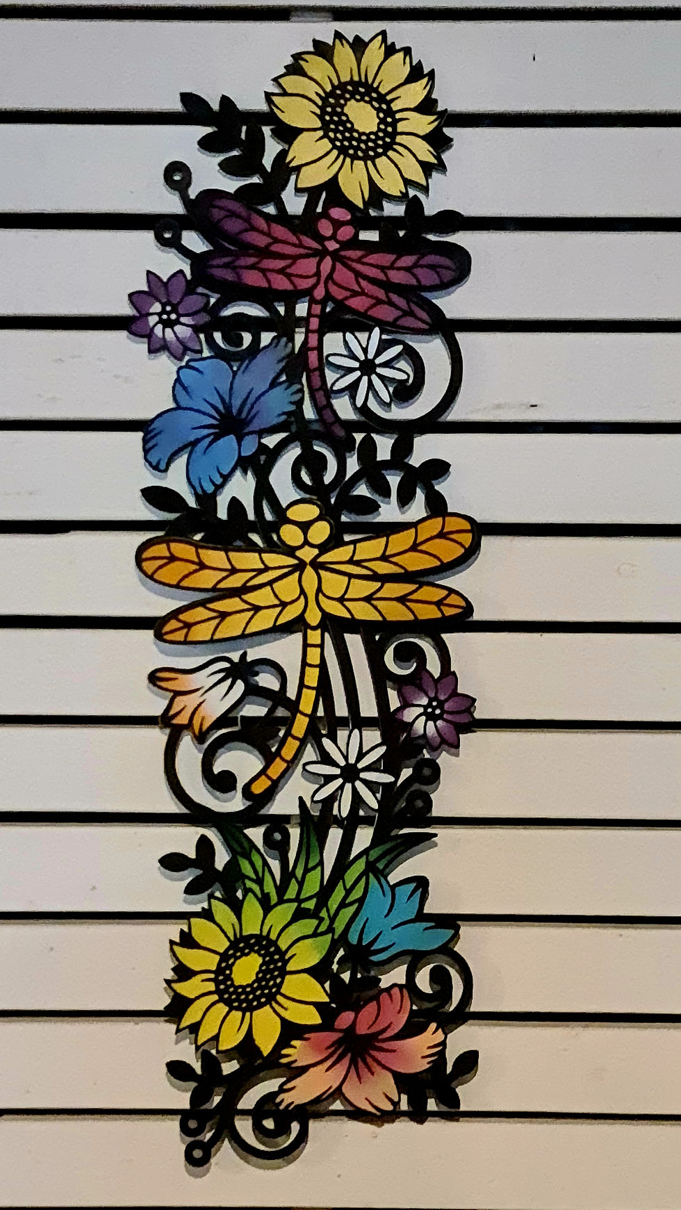 Dragonfly in Flowers - Layered Wall Art