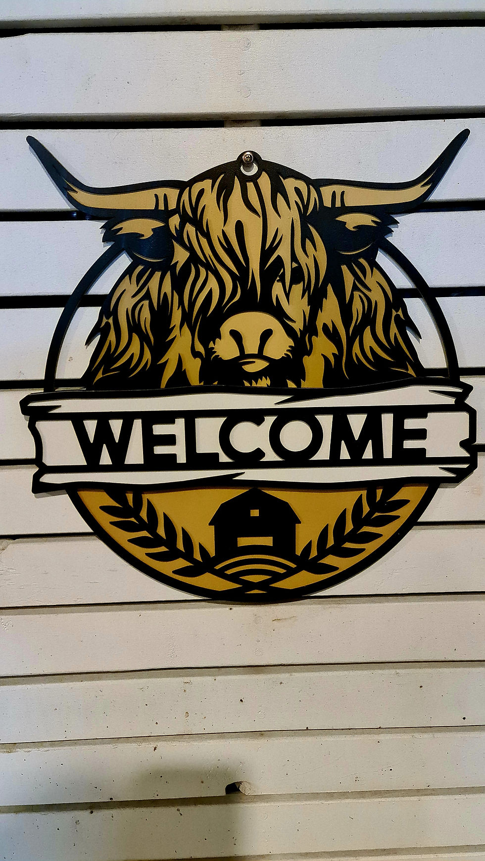 Highland Cow Welcome Sign - Layered Wall Art