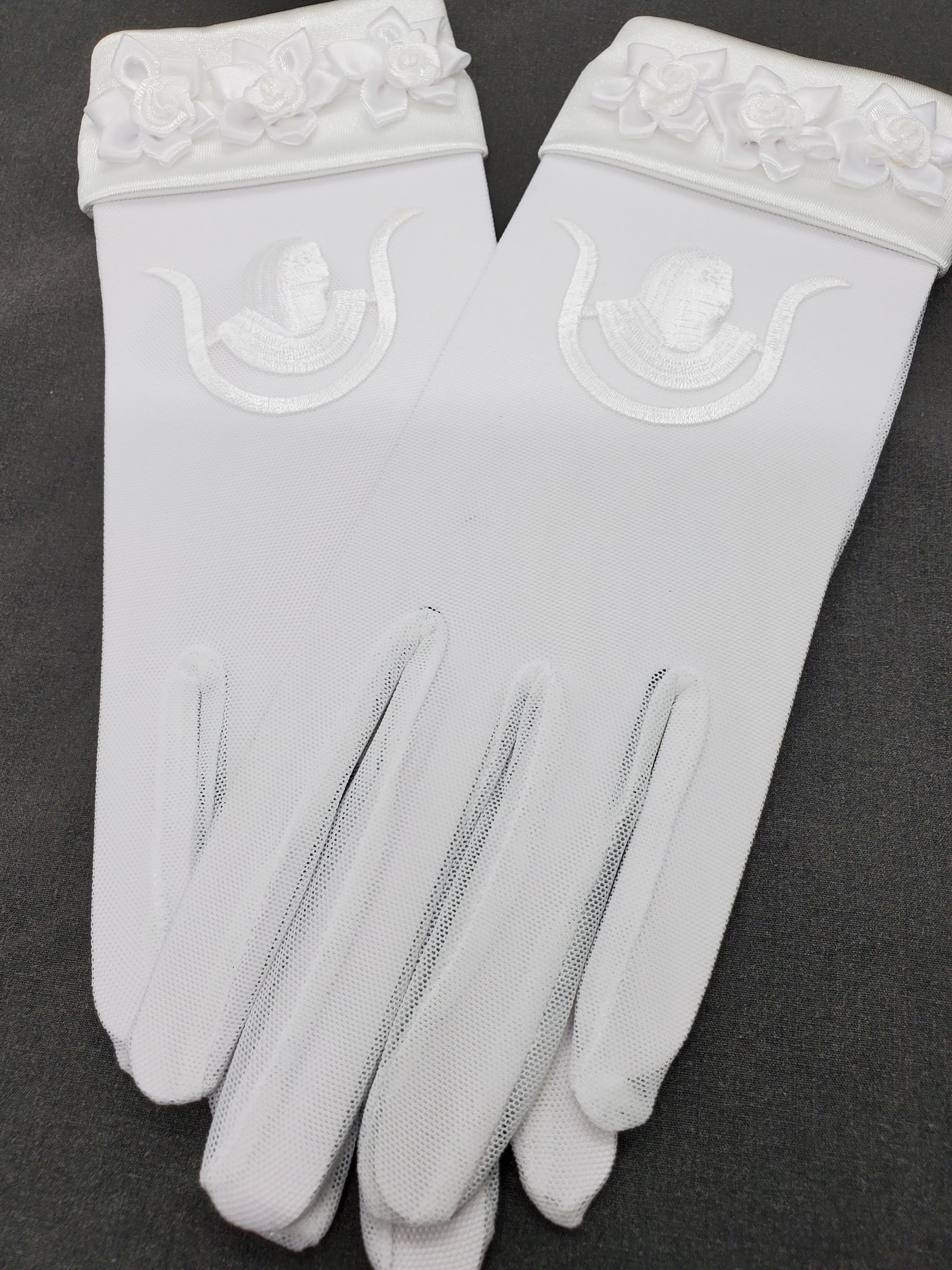 Daughter White Sheer Glove with Bows on Cuff