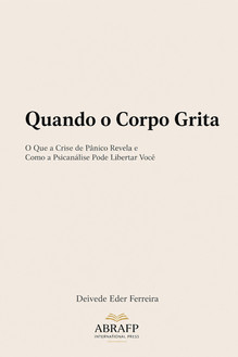 Capa minimalista do livro “Quando o Corpo Grita”, com fundo bege claro, tipografia serifada preta e identidade visual da ABRAFP International Press.