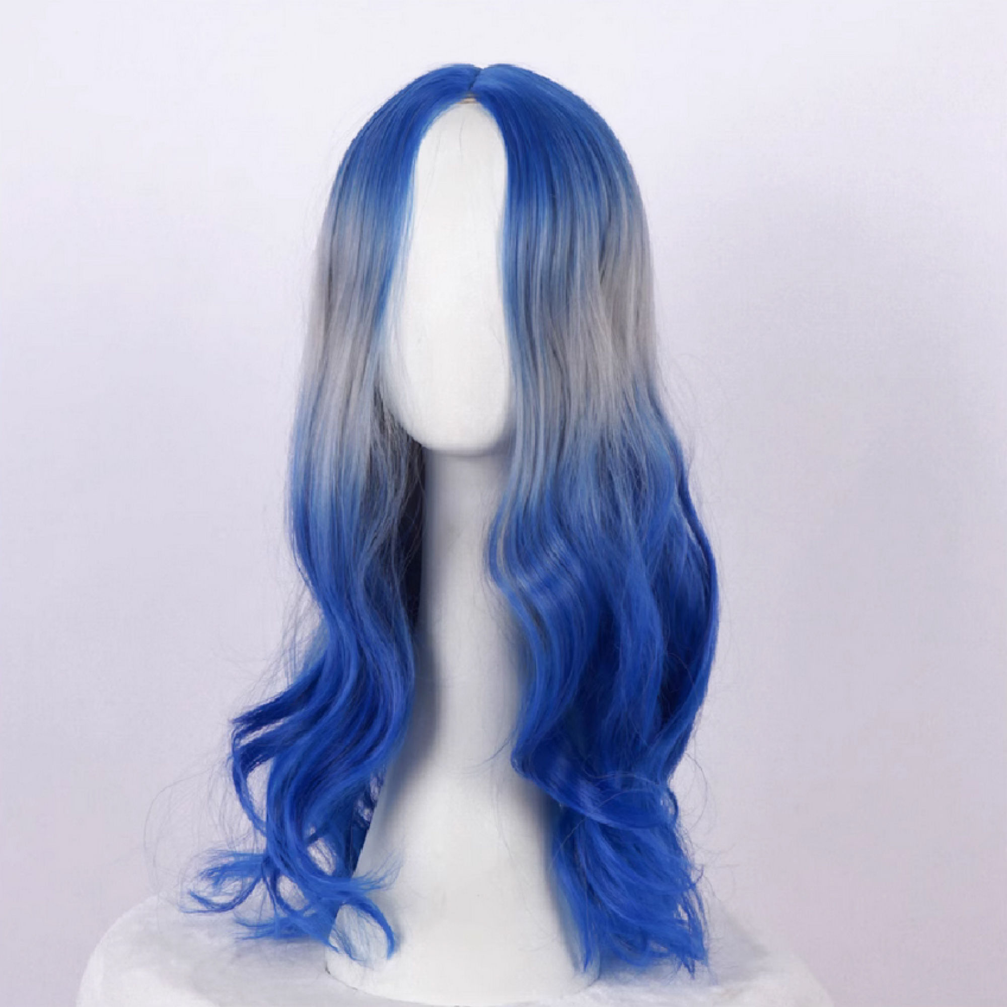 J52 Blue Gradient Long Curly Wig