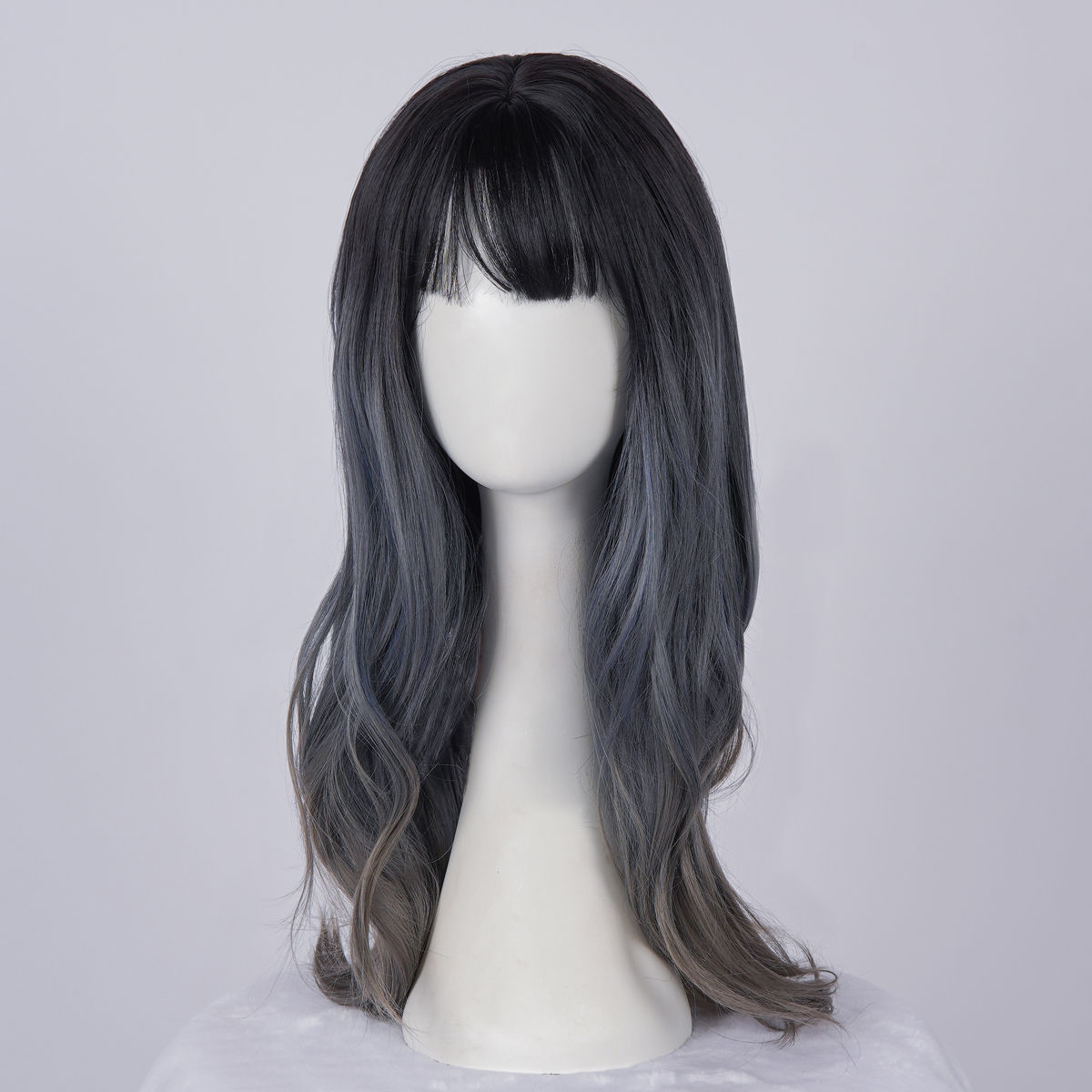 J02 Gradual Haze Blue Gray Long Straight Wig