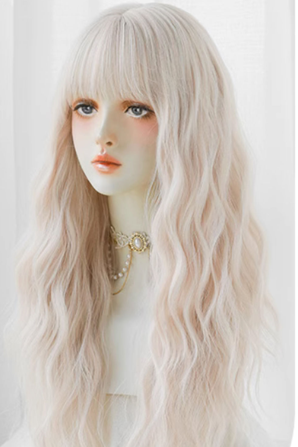 Thumbnail: J84 Pink Silver Light Wavy Long Wig