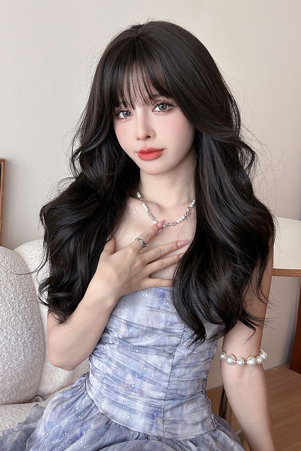 Thumbnail: J60L Black Tea Long Curly Wig