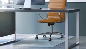 Floortex office chair mat beneath desk and office chair