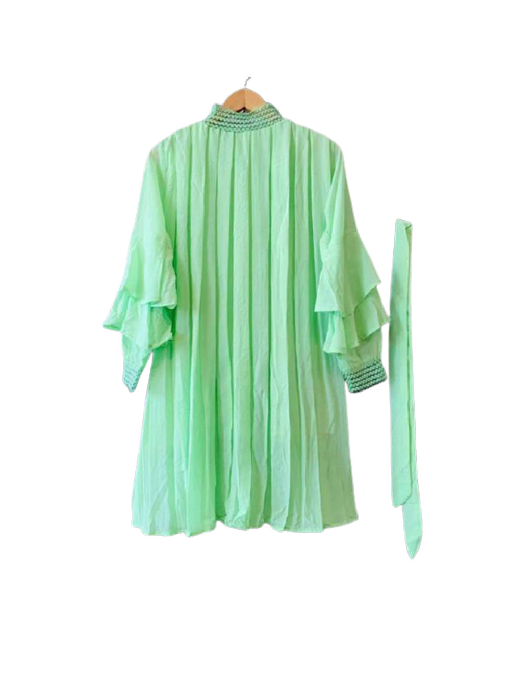 Pista Green Georgette Western Tops
