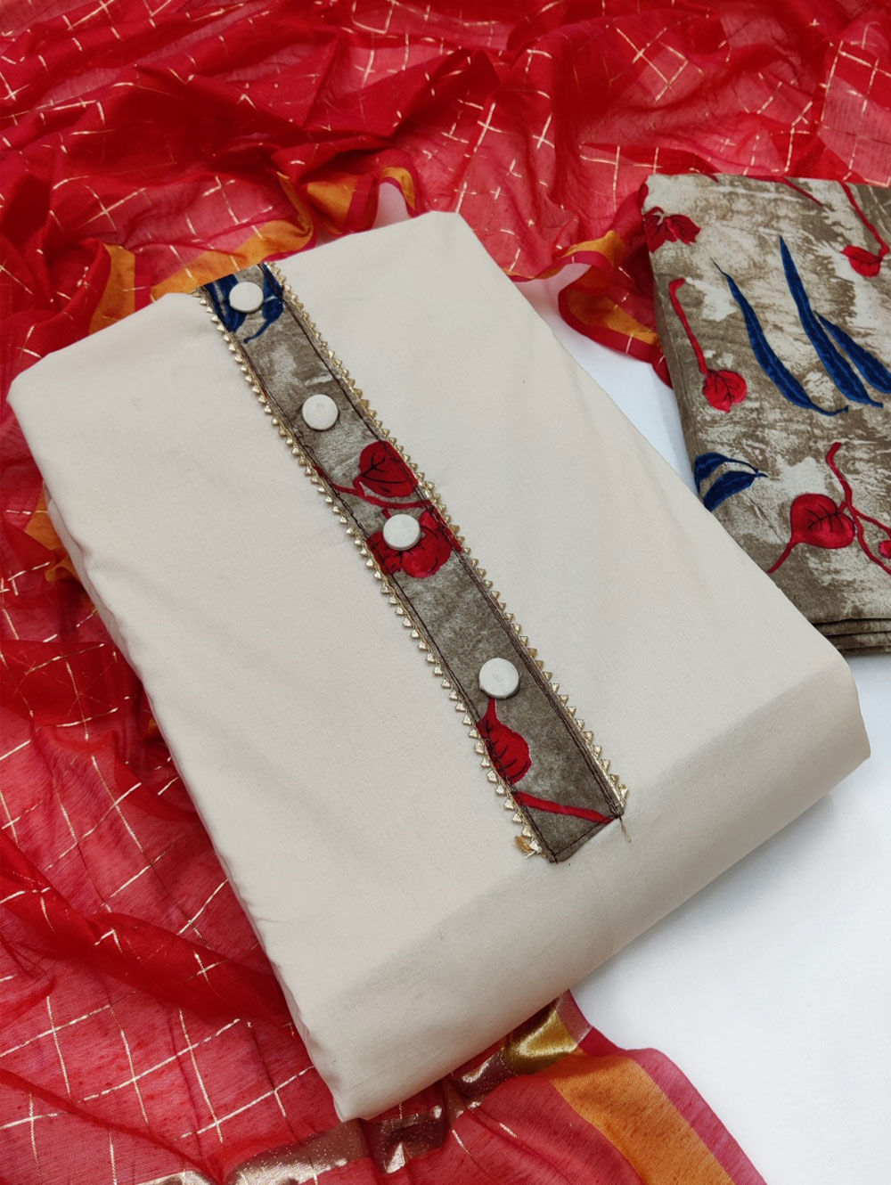 White Dress Material Suit