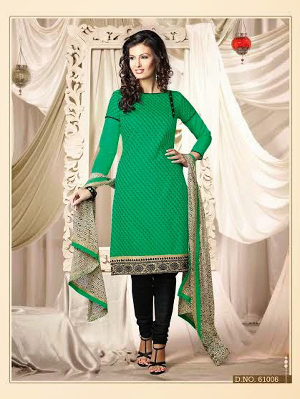 61006 Green Designer Chudidar Suit