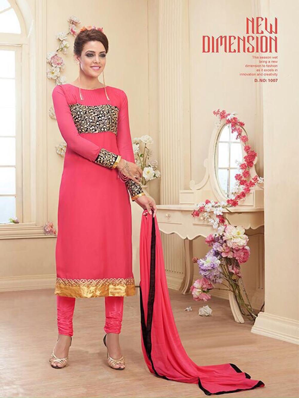 1007 Pink Georgette Designer Suit