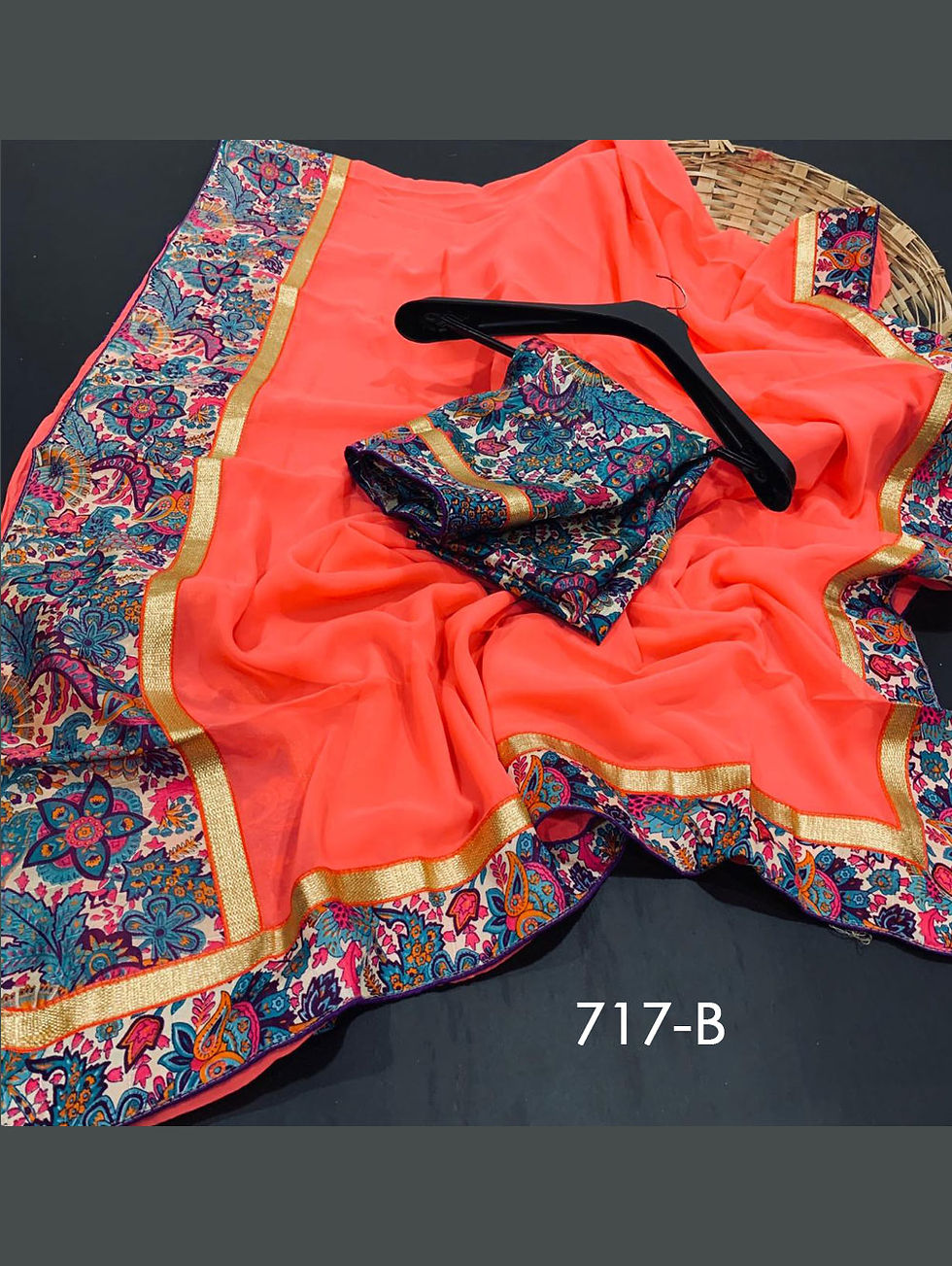 717B Designer Blooming Georgette Saree