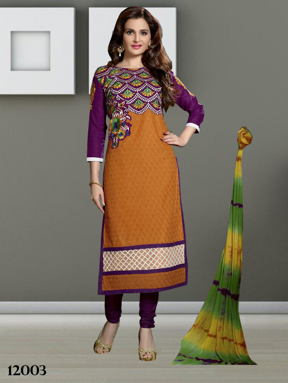 12003 Dark Orange Designer Straight Suit