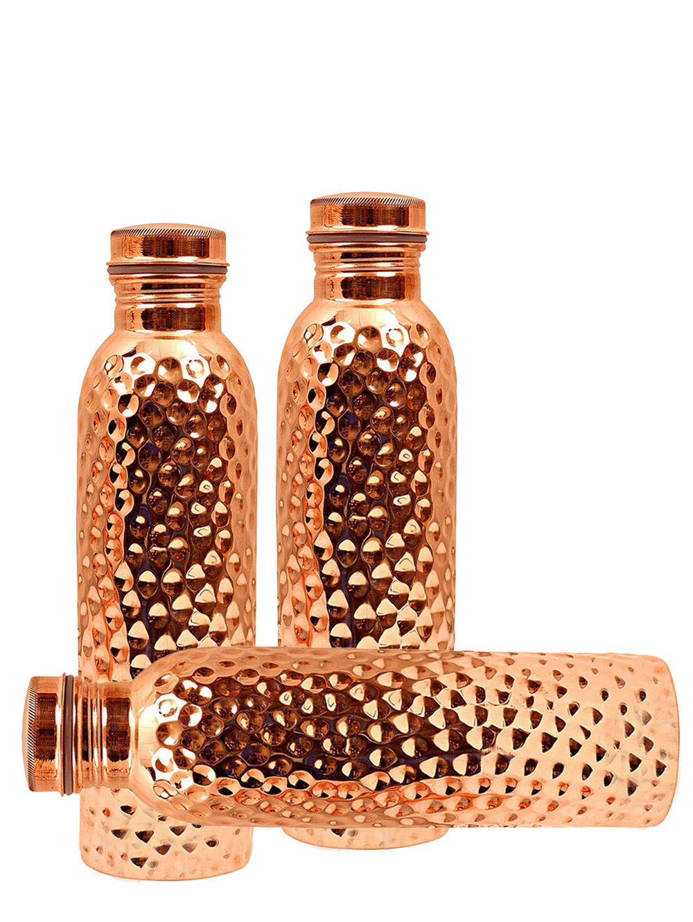 Three Hammered Copper Bottles