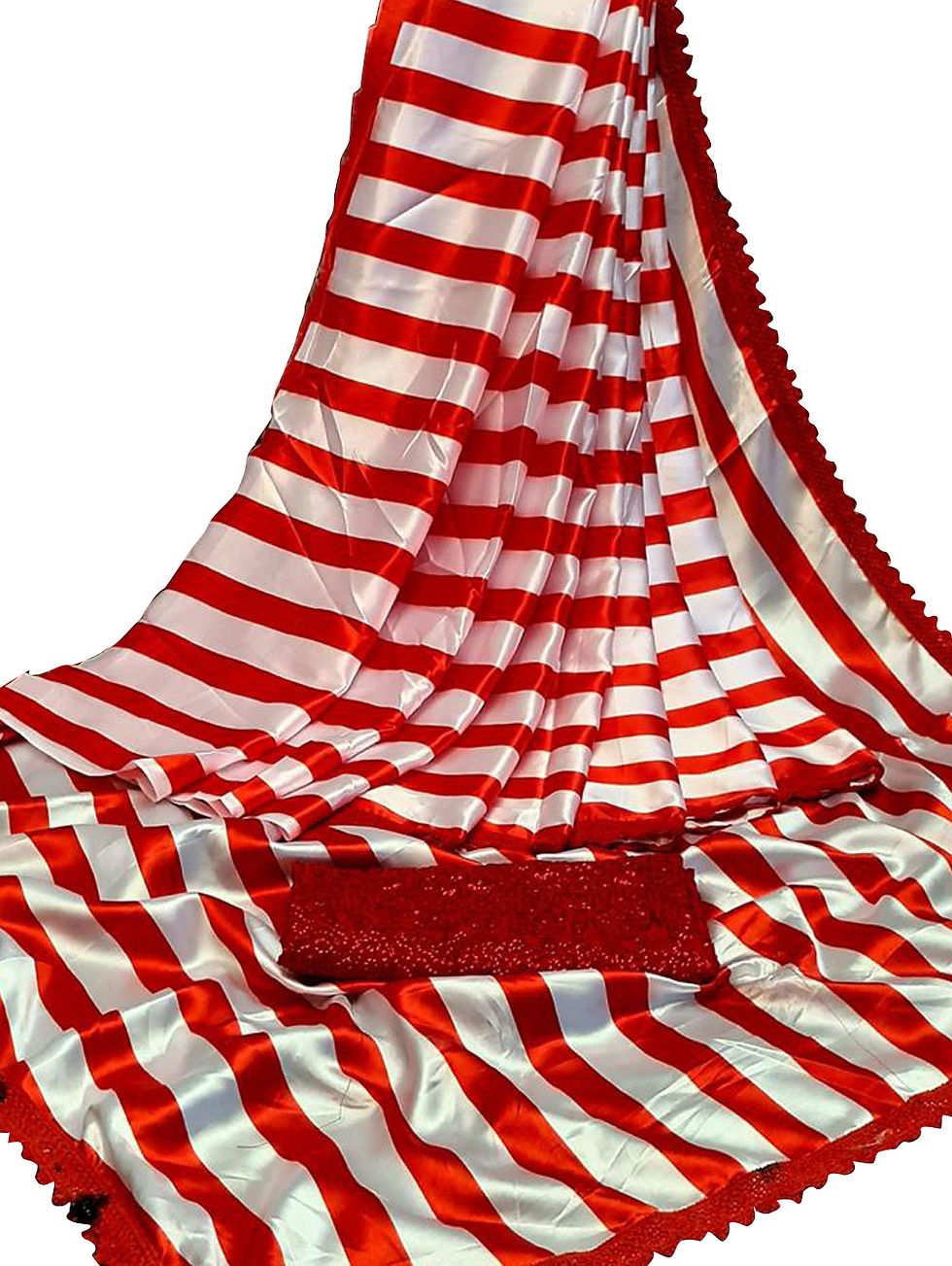 Red Satin Silk Georgette Saree